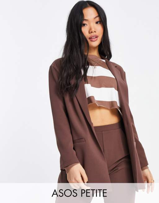 ASOS DESIGN Petite – Anzug aus Jersey mit schmal zulaufender Hose in Mokka, 2 von 2