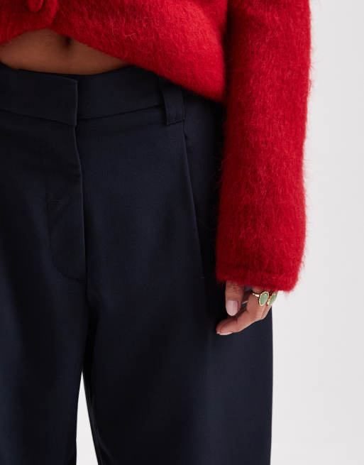 ASOS DESIGN Petite - Arch - Skræddersyede marineblå barrel-bukser , 3 af 5