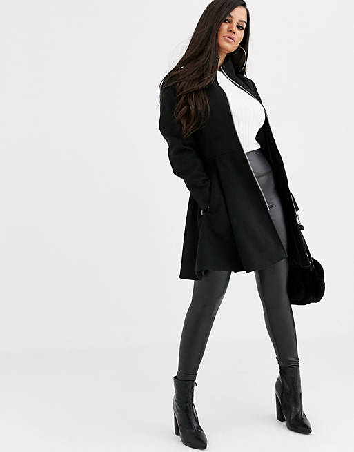 Damen Bekleidung Mäntel Fellmäntel mantel aus vinyl in Schwarz ASOS Fell Asos design petite 