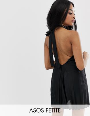 backless halter mini dress