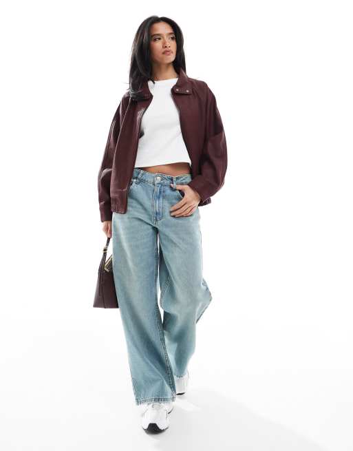 ASOS DESIGN Petite - Baggy jeans in vaal vintage blauw