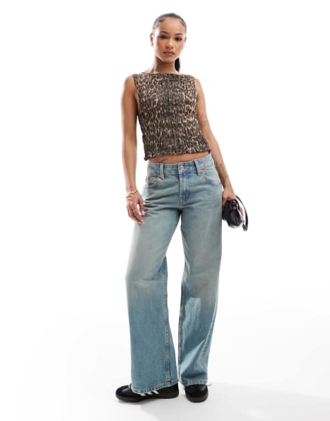 ASOS DESIGN Petite baggy wide leg jean in pale vintage blue  - view 1
