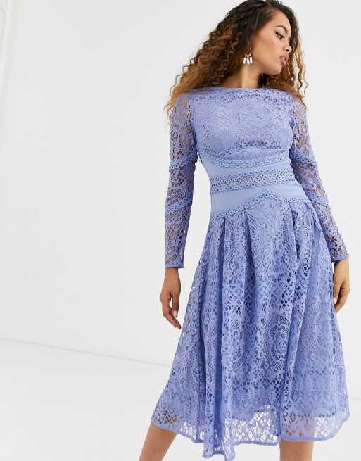 ASOS DESIGN Petite – Balklänning i spets med lång ärm och ringdetaljer, 4 av 4