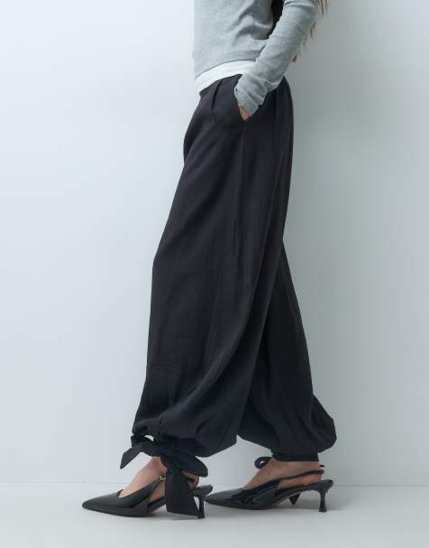 ASOS DESIGN Petite Ballonhose aus Leinenmix als Kombiteil in Schwarz - view 1