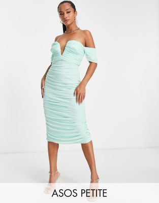 Asos Petite Asos Design Petite Bandeau Mesh Midi Dress In Mint-green