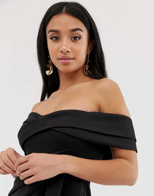 Asos design best sale bardot fold wrap