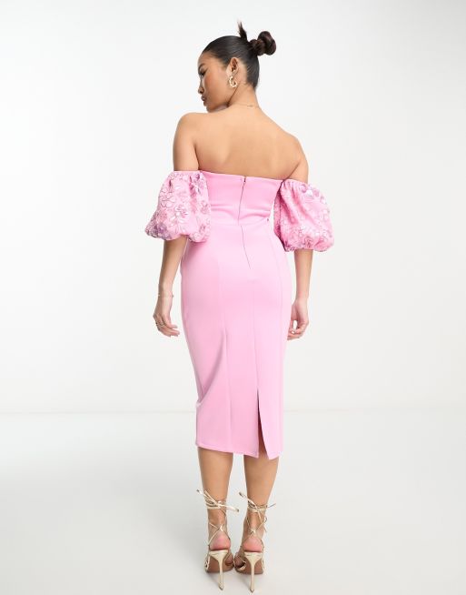 Asos pink outlet bardot dress