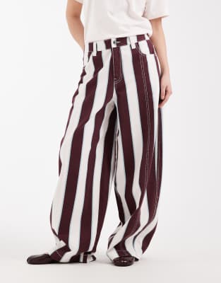 ASOS DESIGN Petite - Barrel-Leg-Hose mit Streifen-Bunt