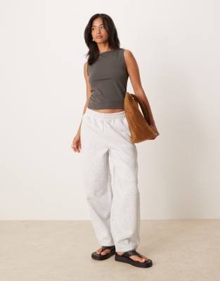 ASOS Petite ASOS DESIGN Petite barrel leg jogger in grey marl