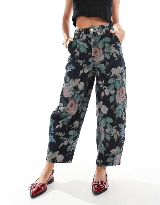 ASOS DESIGN Petite barrel leg pants in floral print