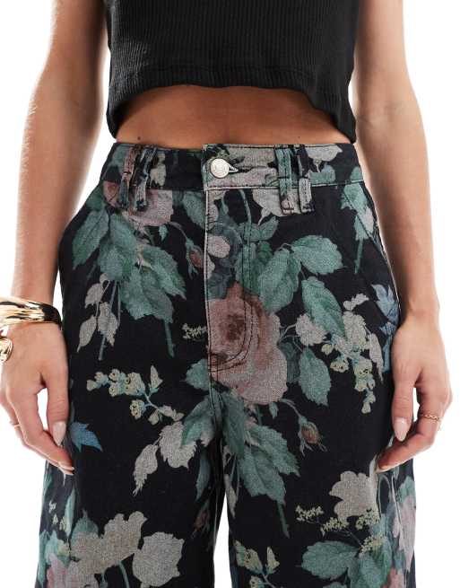 ASOS DESIGN Petite barrel leg pants in floral print