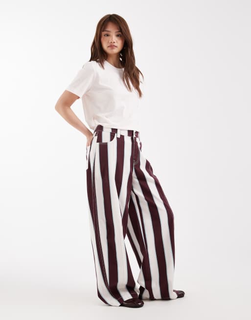 ASOS DESIGN Petite barrel leg pants in stripes, 2 of 5