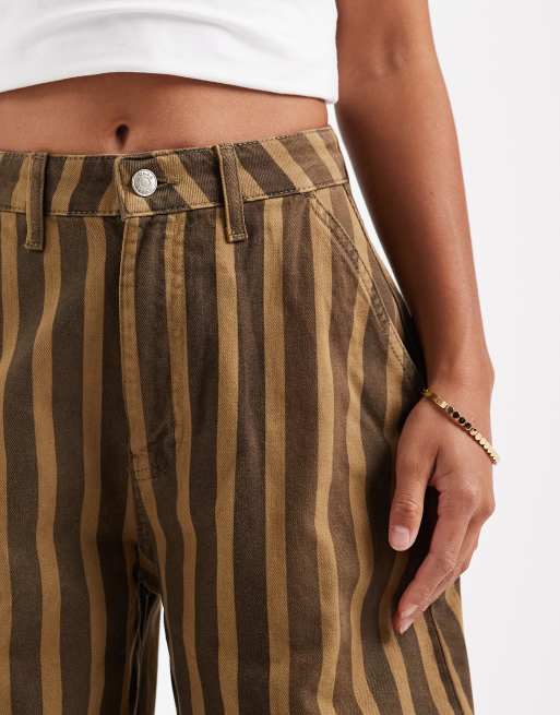 ASOS DESIGN Petite barrel leg pants in washed stripe