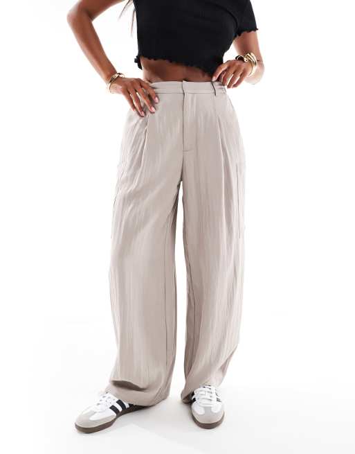 ASOS DESIGN Petite barrel leg utility pants in taupe