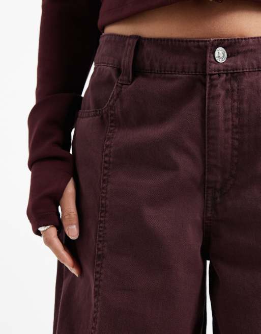 ASOS DESIGN Petite barrel pants in washed effect in plum, 5 of 5