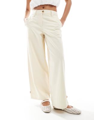 ASOS DESIGN PETITE LAUNDERED BARREL LEG PANTS WITH TAB DETAILS 