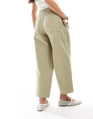 ASOS DESIGN PETITE LAUNDERED BARREL LEG PULL ON PANTS 