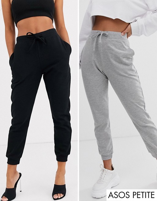 ASOS DESIGN Petite basic jogger with tie 2 pack SAVE