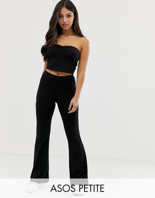 ASOS DESIGN Petite slim kick flare suit pants in black