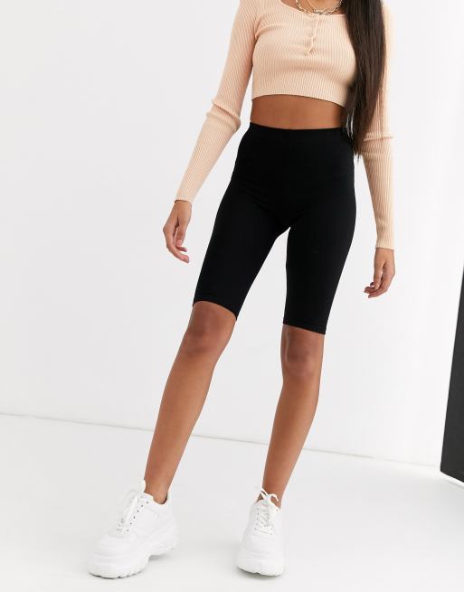 ASOS DESIGN basic legging shorts in black