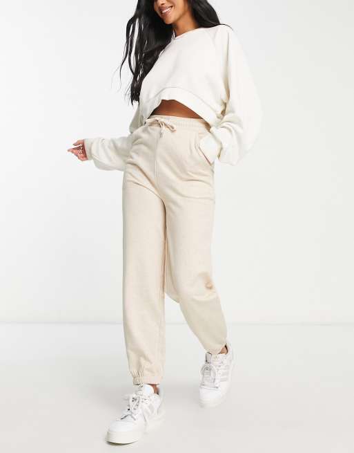 ASOS DESIGN Petite basic slim jogger in oatmeal marl