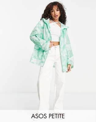 ASOS DESIGN Petite - Bedruckte Regenjacke in Grün