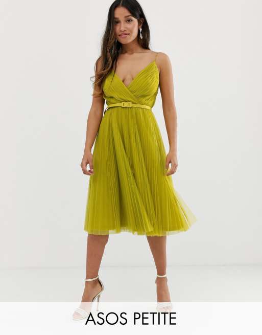 Asos design belted pleated tulle cami midi clearance dress