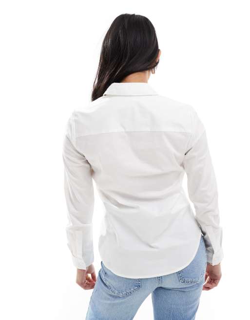 ASOS DESIGN Petite – Biała dopasowana koszula z długimi rękawami, 3 z 4