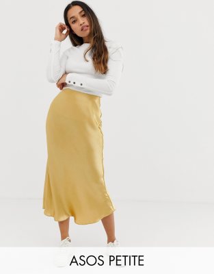 asos design bias cut satin slip midi skirt