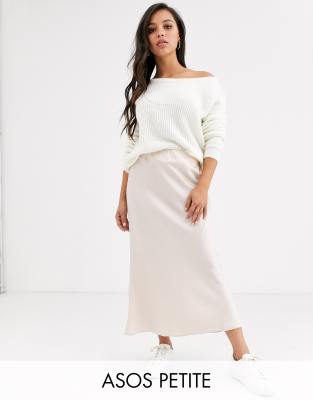 asos design bias cut satin slip midi skirt