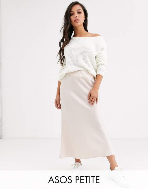 ASOS DESIGN Petite bias cut satin slip midi skirt ASOS