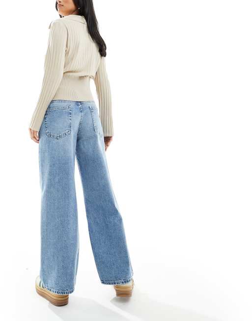 ASOS DESIGN Petite – Blå dad jeans med vida ben, 3 av 5