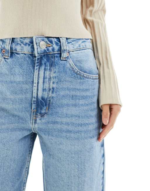 ASOS DESIGN Petite - Blå dad-jeans med vide ben, 4 af 5
