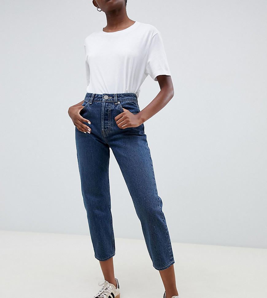 ASOS DESIGN – Petite – Blå jeans med raka ben