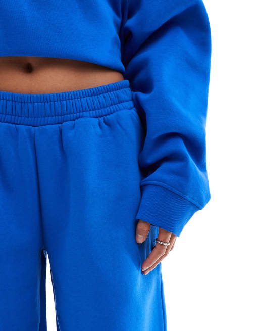 ASOS DESIGN Petite – Blå mjukisbyxor med borstad insida och vida ben, 4 av 5