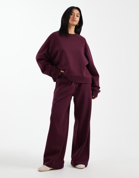 ASOS DESIGN Petite – Blå mjukisbyxor med borstad insida och vida ben - view 1