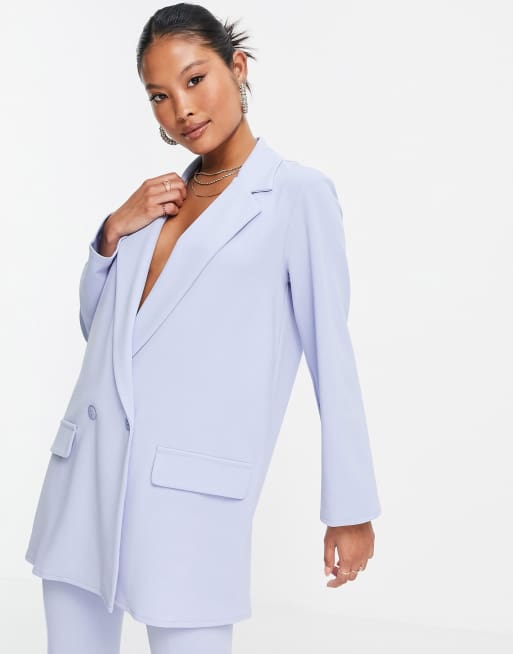 ASOS DESIGN Petite - Blazer de tailleur en jersey ultra oversize coupe boyfriend - Bleu lavande, 4 de 4