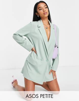 ASOS DESIGN Petite jersey supersized boyfriend suit blazer in sage - ASOS Price Checker