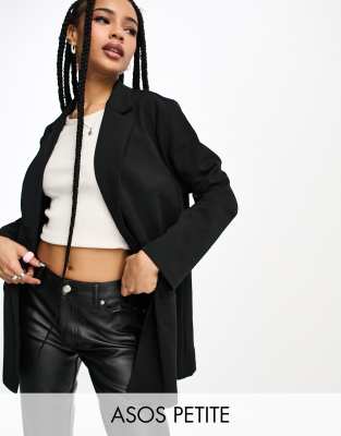 ASOS DESIGN Petite - Blazer de tailleur fluide en jersey - Noir | ASOS