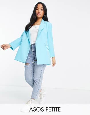 ASOS DESIGN Petite - Blazer in knalligem Türkis-Blau