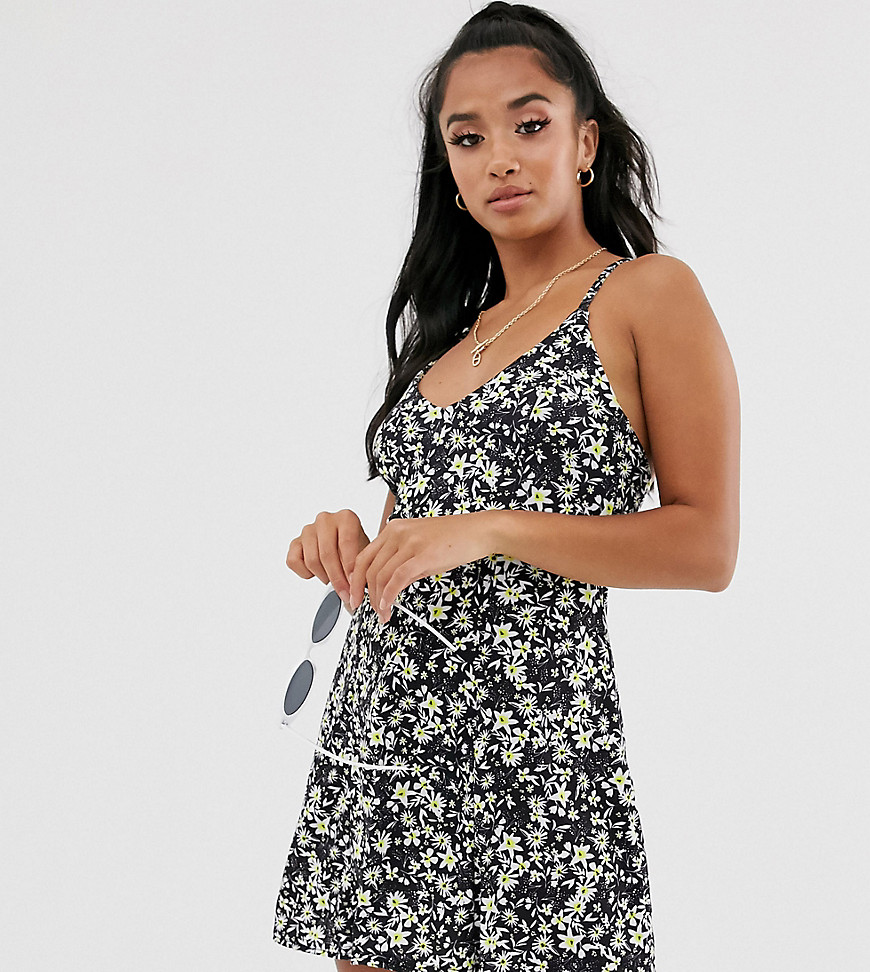 ASOS DESIGN Petite – Blommig solklänning med lågt skuren rygg-Flerfärgad