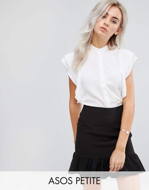 ASOS DESIGN Petite blouse with frill shoulder