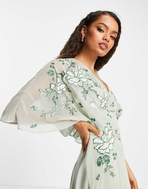 ASOS DESIGN Maternity blouson embroidered maxi dress with cape back