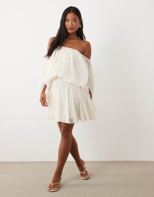 Asos Petite Asos Design Petite Blouson Mini Dress With Split Sleeve And Volume Godet Skirt In Multi