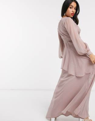 blouson sleeve maxi dress