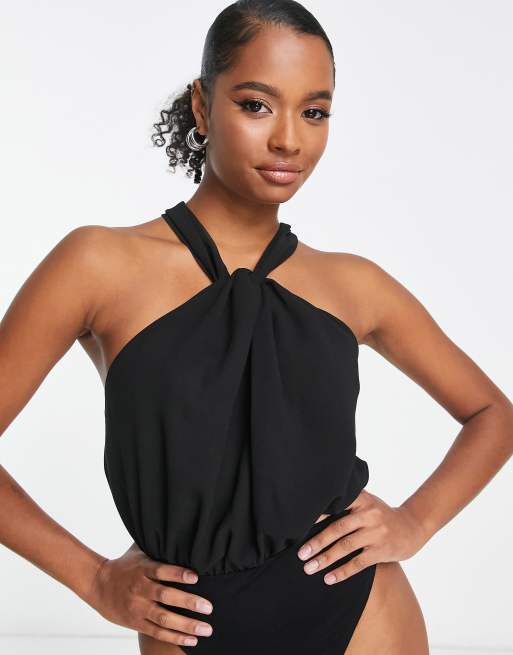 ASOS DESIGN Petite - Body noué au dos - Noir, 4 de 4