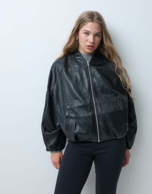 ASOS DESIGN Petite bomber oversize noir délavé, 2 de 5