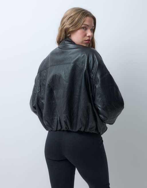 ASOS DESIGN Petite bomber oversize noir délavé, 4 de 5