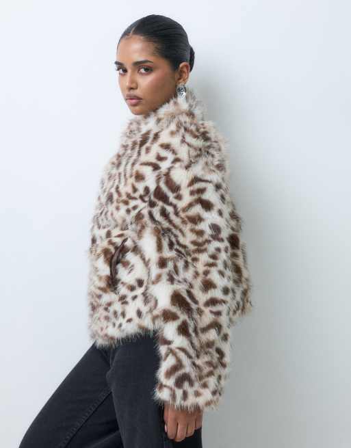 ASOS DESIGN Petite bomberjack met rits en imitatiebont in cheetahprint, 3 van 5