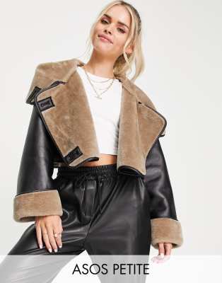 Cropped aviator hot sale jacket black